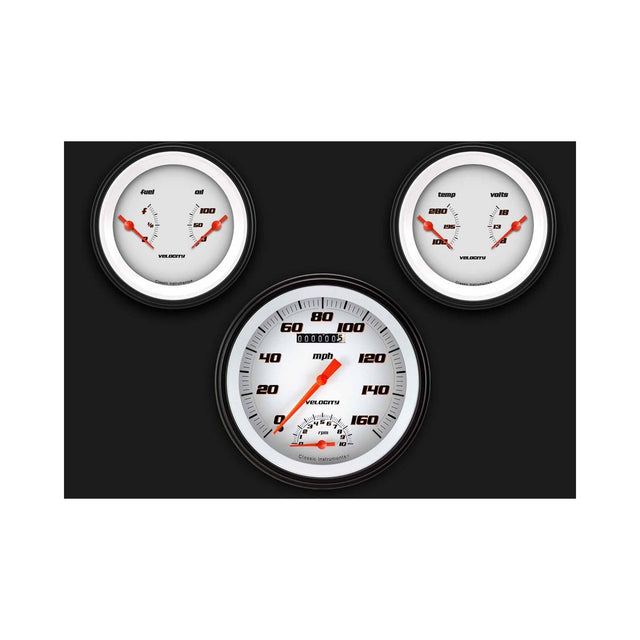 Classic Instruments Velocity White Three Gauge Set - VS61WBLF