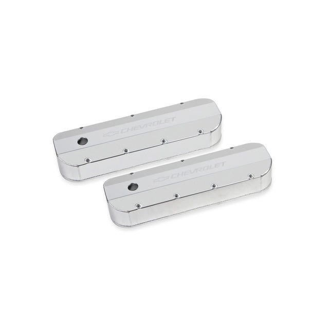Holley 241-278 GM Licensed Valve Cover - Track Series - BBC - Fabricated Aluminum - Natural Anodized