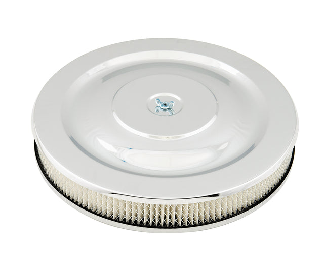 Mr Gasket Air Cleaner - 14 Inch Diameter x 2-1/4 Inch Tall - Chrome - 1480