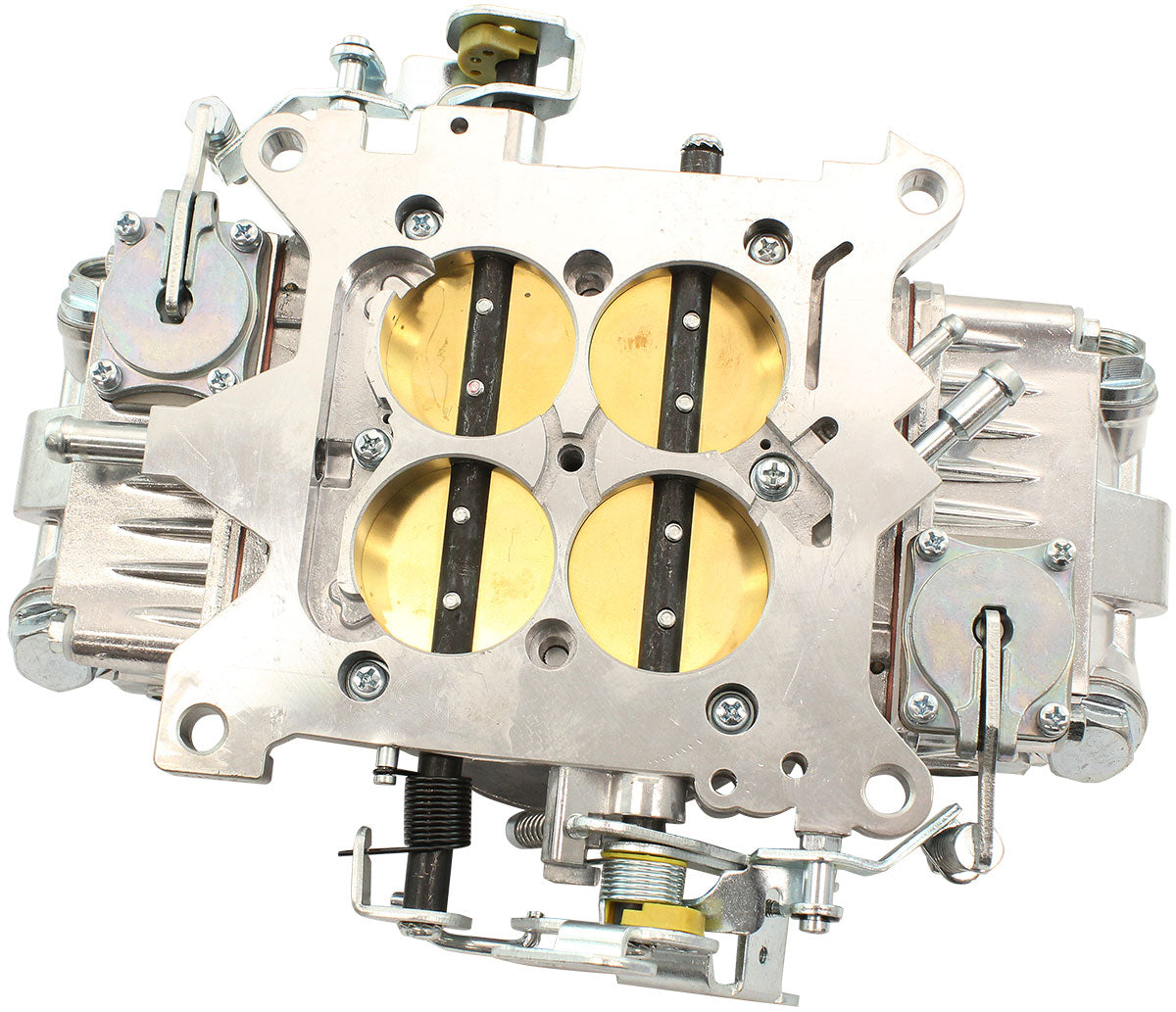 Aeroflow 750cfm 4-Barrel Double Pumper Carburettor with Mechanical Secondaries Square bore 4150 Flange, No Choke, Silver Finish (AF5112-3750)