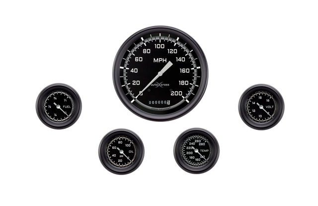 Classic Instruments AutoCross Gray Five Gauge Set 154 - AX154GBLF