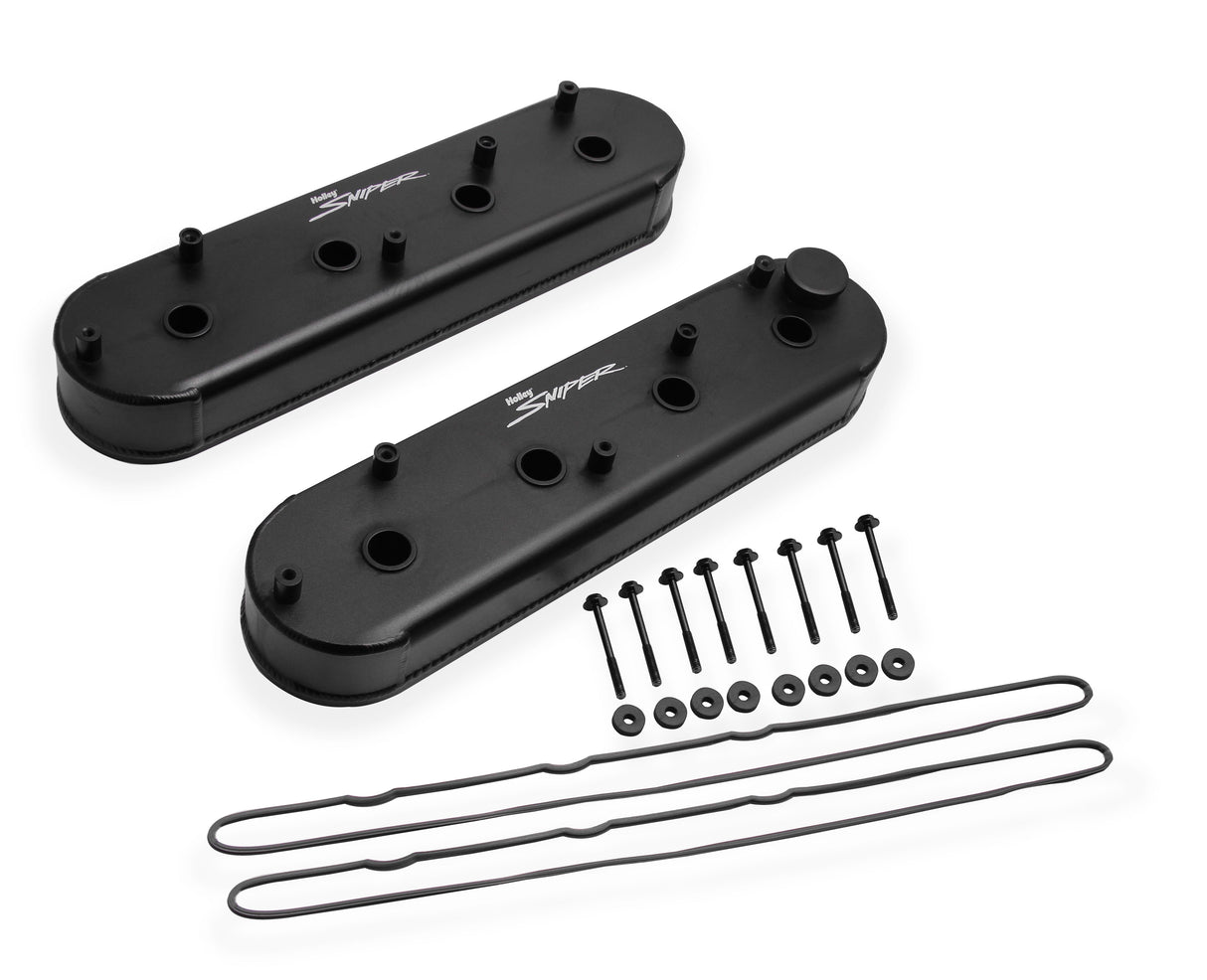 Holley 890014B Sniper Valve Cover - Fabricated Aluminum - GM LS Engines - Satin Black