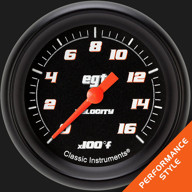 Classic Instruments Velocity Black 2 5/8" Exhaust Gas Temp. Gauge - VS398BBPF