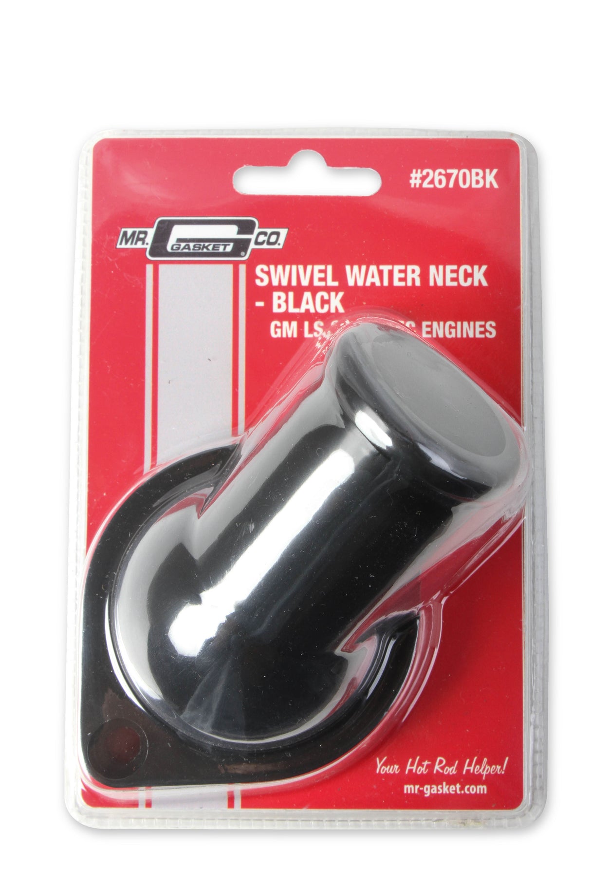 Mr Gasket GM LS Water Neck - Swivel - 30 Degree Angle - Black - 2670BK