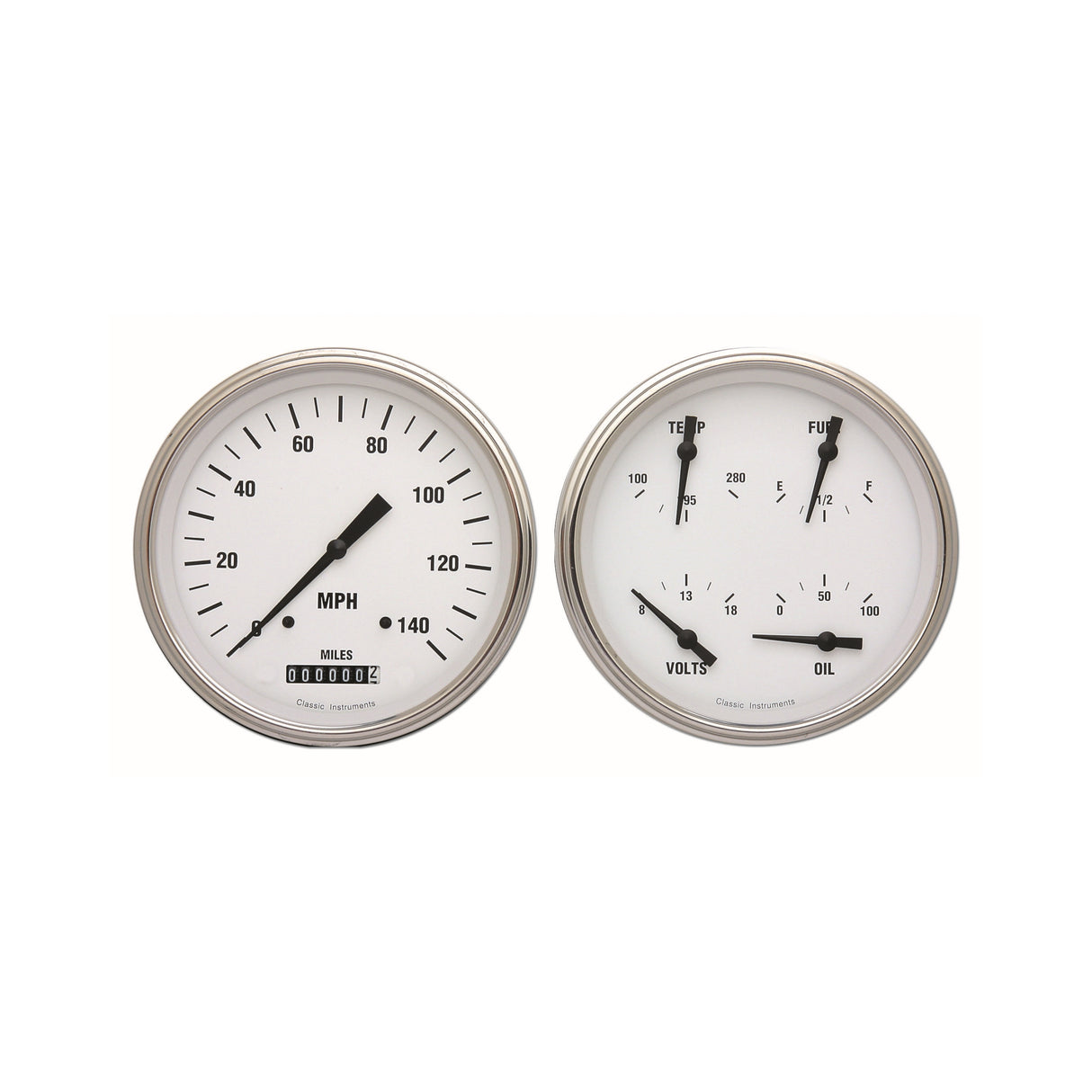 Classic Instruments WHITE HOT 5IN SPEEDO & 5IN QUAD-GM - WH52SLC