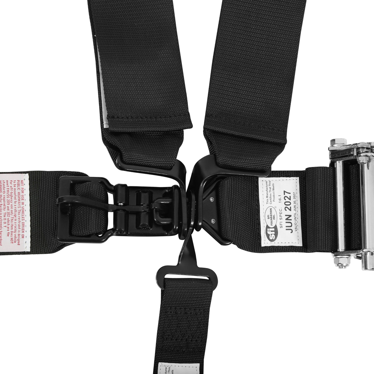 Racequip 5 Point Harness - Small Buckle Ratcheting Latch & Link - HNR shoulders - 815005RQP
