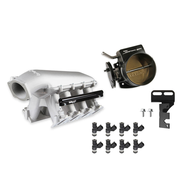 Holley EFI LS1 (Cath) Hi-Ram Natural Kit with 102mm TB and 100lb injectors - 300-123-100K