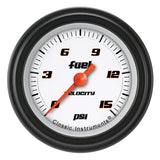 Classic Instruments Velocity White 2-1/8" Fuel Pressure Gauge (15 PSI) - VS145WBLF