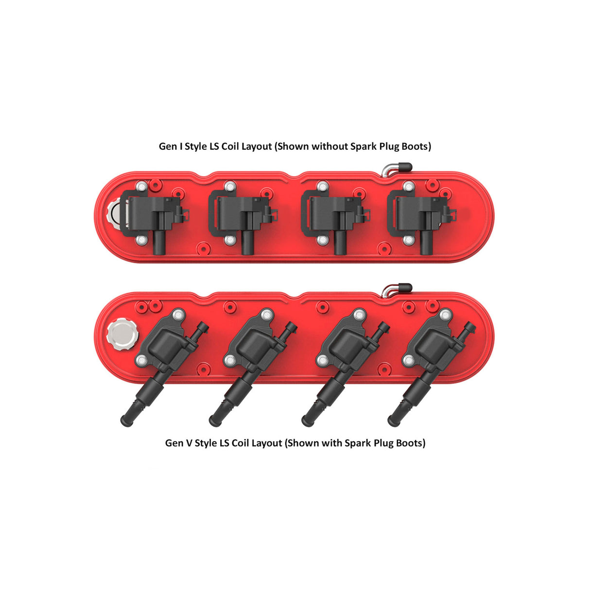 Holley 241-184 2-Piece Finned Valve Cover - Gen III/IV LS - Gloss Red Machined
