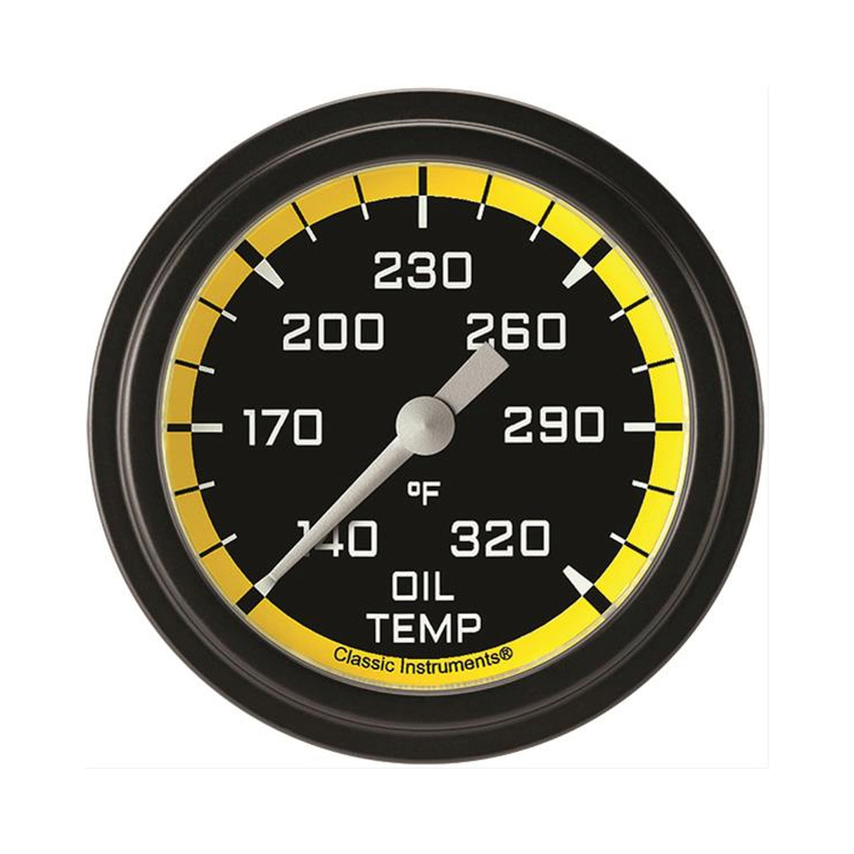 Classic Instruments Autocross Yellow 2 5/8" Oil Temperature Gauge - AX328YBLF