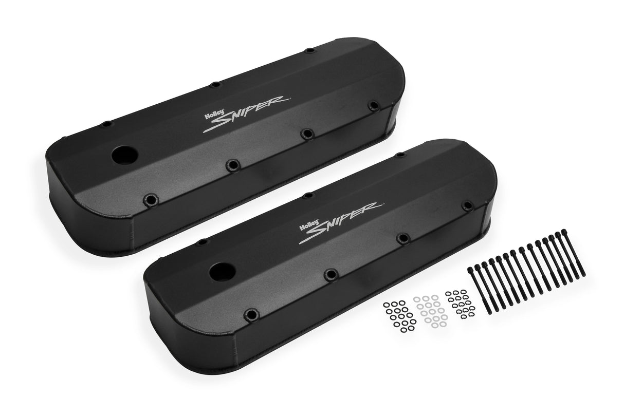 Holley 890002B Sniper Valve Cover - Fabricated Aluminum - BBC - Black