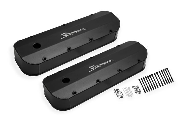 Holley 890002B Sniper Valve Cover - Fabricated Aluminum - BBC - Black