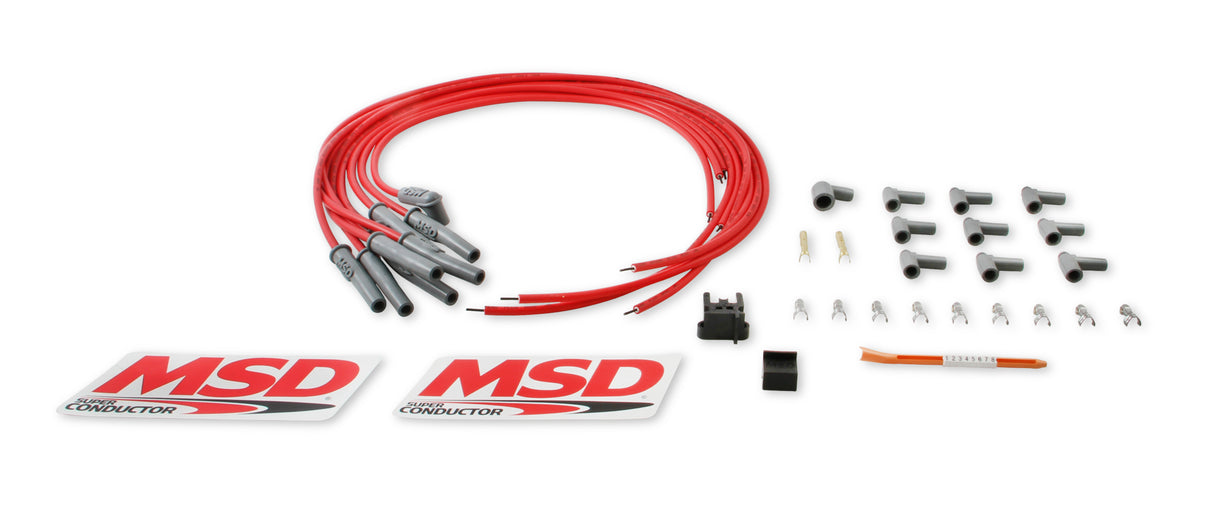 MSD Super Conductor Spark Plug Wire Set, Multi-Angle Plug, HEI Cap - 31189