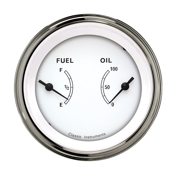 Classic Instruments CLASSIC WHITE 3IN DUAL - FUEL & OIL - CW72SLC