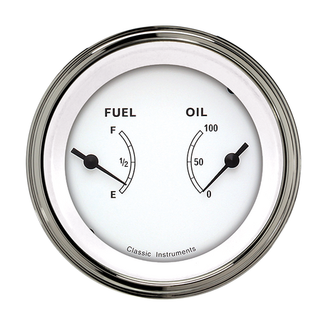 Classic Instruments CLASSIC WHITE 3IN DUAL - FUEL & OIL - CW72SLC