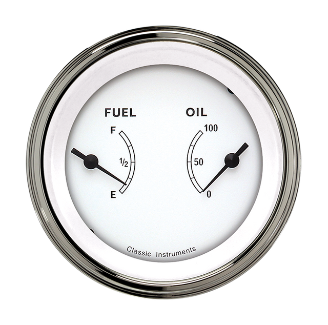 Classic Instruments CLASSIC WHITE 3IN DUAL - FUEL & OIL - CW72SLC