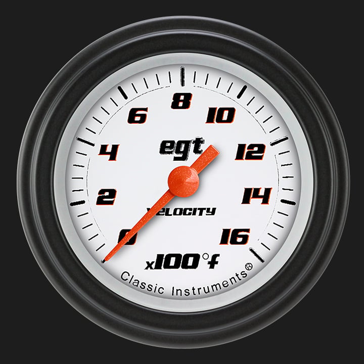 Classic Instruments Velocity White 2 1/8" Exhaust Gas Temp. Gauge - VS198WBLF