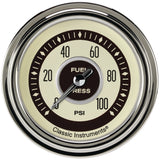Classic Instruments Nostalgia VT 2-5/8" Fuel Pressure Gauge (100 PSI) - NT346SLC
