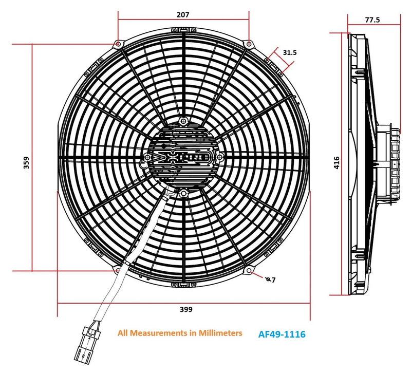 Aeroflow 16" Brushless Electric Fan - Straight Blade (AF49-1116)