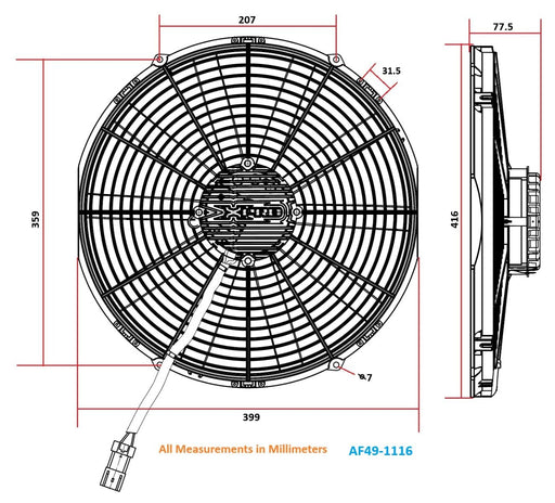Aeroflow 16" Brushless Electric Fan - Straight Blade (AF49-1116)