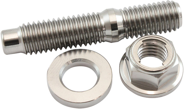 Aeroflow M10 x 1.50mm Titanium Stud, Locking Hex Nut and Washer Kit Sold as One Stud, One Flat Washer and One 6 Point Hex Locking Nut (AF55-2017) AF55-2017