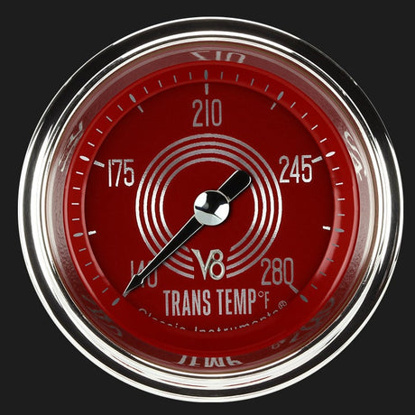 Classic Instruments V8 Red Steelie 2 1/8" Transmission Temperature Gauge - V8RS127SHC