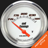 Classic Instruments Velocity White 2 5/8" Oil Temperature Gauge - VS228WAPF
