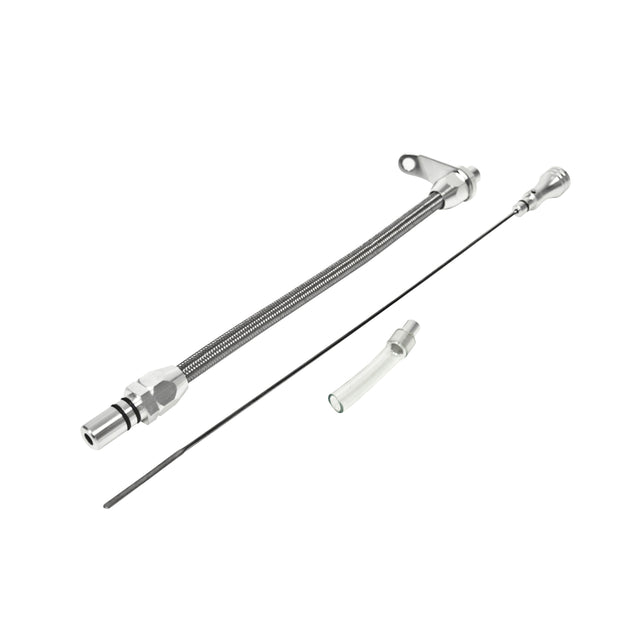 B&M Auto Transmission Dipstick & Tube - Billet Aluminum/Stainless Steel Braided - 22166