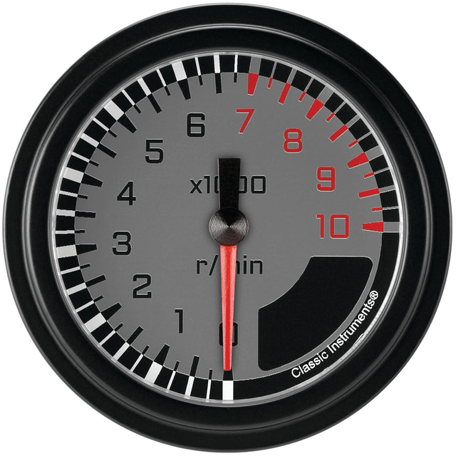 Classic Instruments AutoCross Gray 2-5/8" Tachometer Gauge - AX383GBLF
