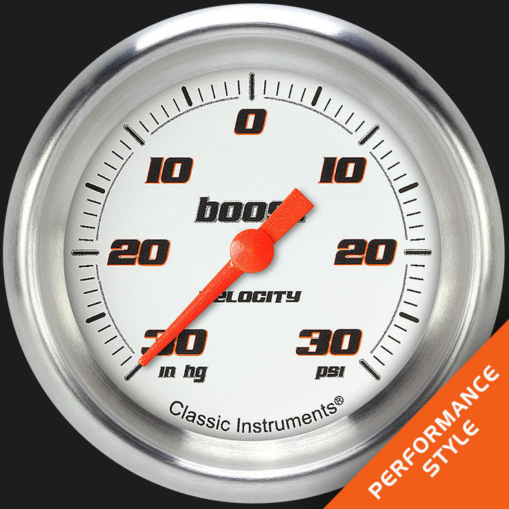 Classic Instruments Velocity White 2 5/8" Boost/Vac Gauge - VS341WAPF