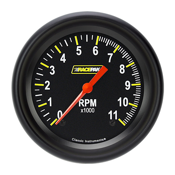 Classic Instruments Racepak 3-3/8" Tachometer Gauge Performance Bezel Flat Glass Lens (10,000 RPM) - RP10BBPF