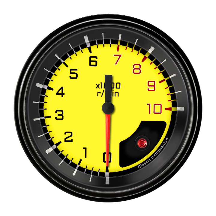 Classic Instruments AutoCross Yellow 3 3/8" Tachometer - AX10YBLF