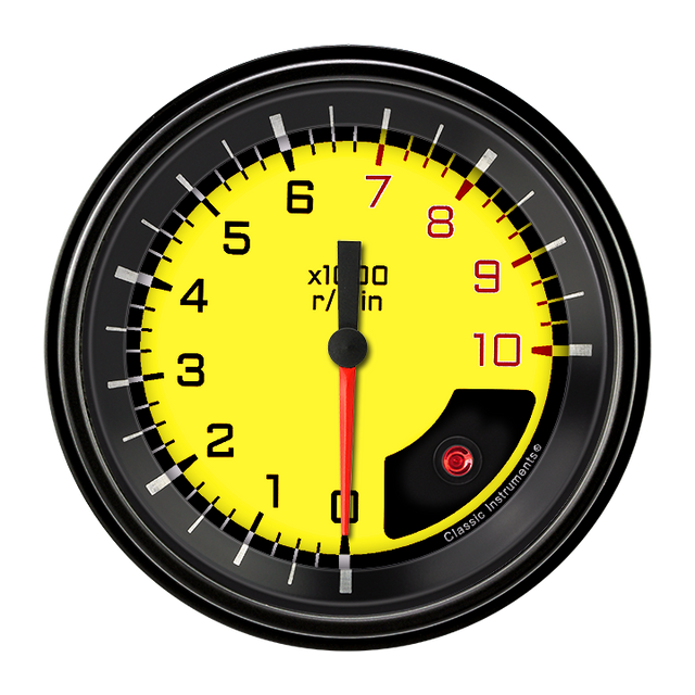 Classic Instruments AutoCross Yellow 3 3/8" Tachometer - AX10YBLF