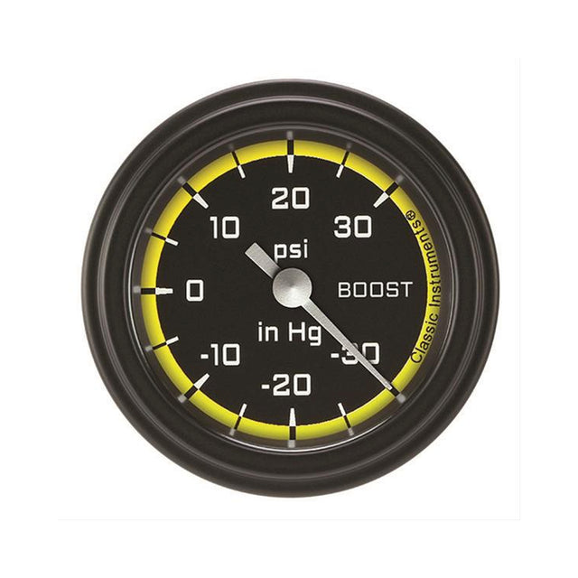 Classic Instruments Autocross Yellow 2 1/8" Boost/Vacuum Gauge - AX141YBLF