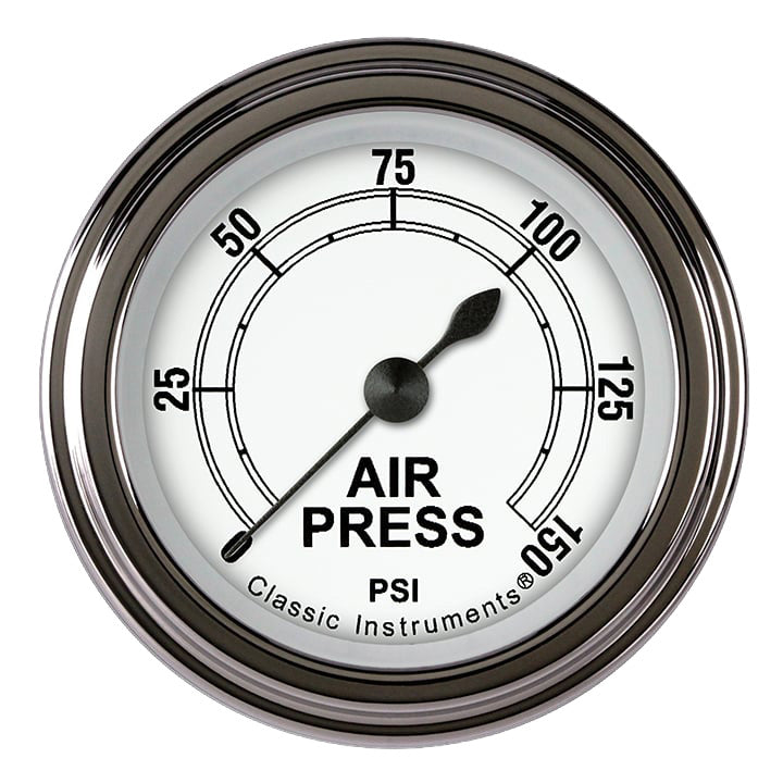 Classic Instruments Classic White 2-1/8" Air Pressure Gauge - CW118SLF