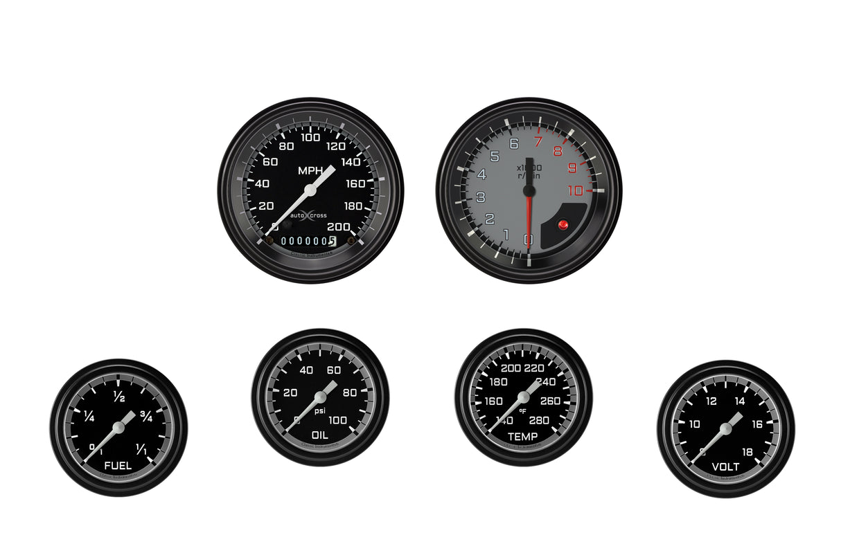 Classic Instruments AutoCross Gray Six Gauge Set 301 - AX301GBLF
