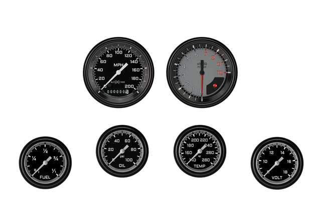 Classic Instruments AutoCross Gray Six Gauge Set 301 - AX301GBLF
