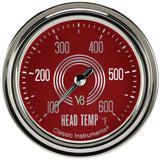 Classic Instruments V8 Red Steelie 2-5/8" Cylinder Head Tempature Gauge - V8RS397SLC