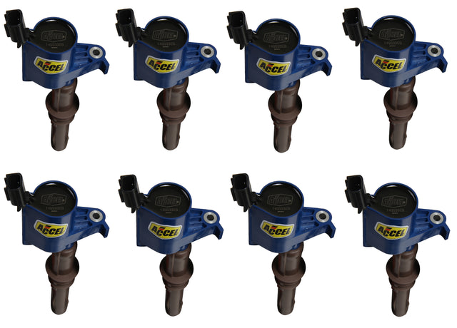 ACCEL Ignition Coil - SuperCoil - 2008-2014 Ford 4.6L/5.4L/6.8L 3-valve, Blue, 8-Pack - 140033EB-8