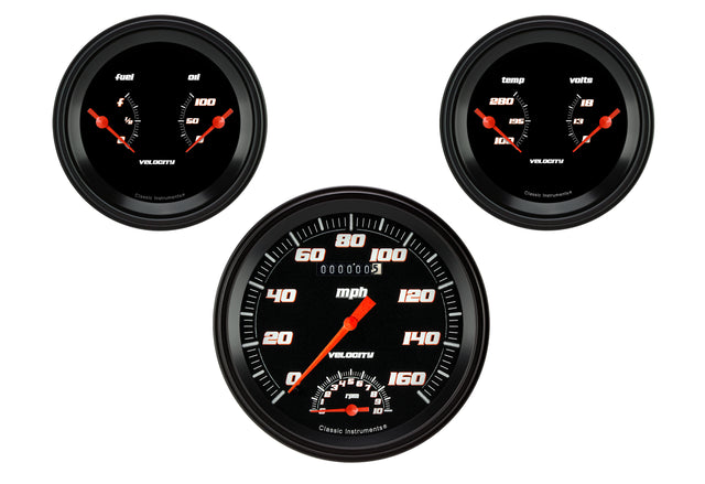 Classic Instruments Velocity Black Series Three Gauge Set - VS61BBLF