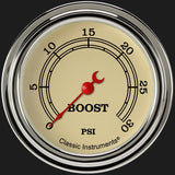 Classic Instruments Vintage 2 5/8" Boost Gauge, 30 psi - VT342SLF