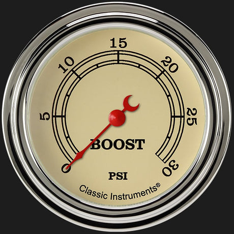 Classic Instruments Vintage 2 5/8" Boost Gauge, 30 psi - VT342SLF