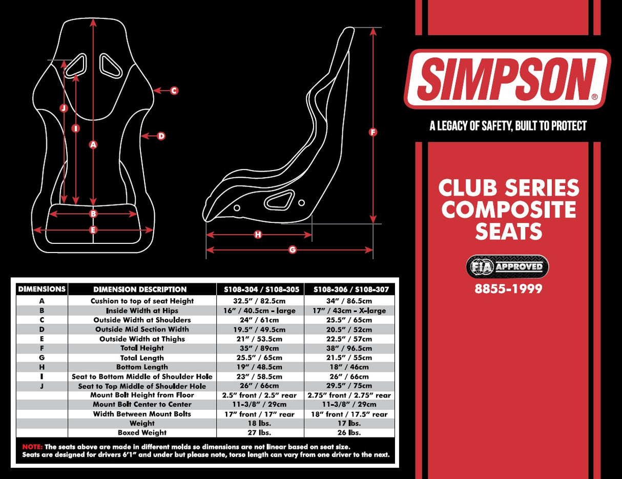 Simpson Club Series Seat - S108-307