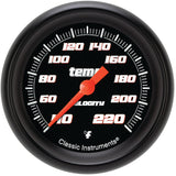 Classic Instruments Velocity Black 2-5/8" Stock Eliminator Tempature Gauge - VS329BBPF