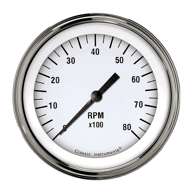 Classic Instruments White Hot 3 3/8" Tachometer - WH80SLF
