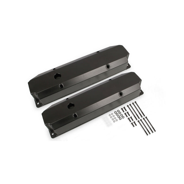 Mr Gasket Fabricated Aluminum Valve Covers - Black Finish - 6865BG