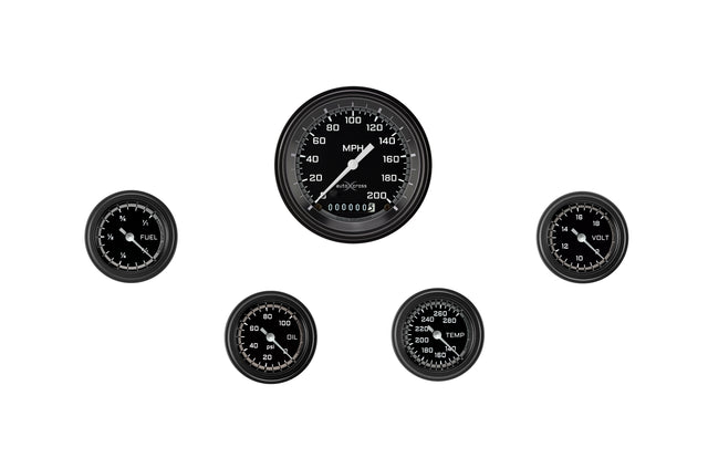 Classic Instruments AutoCross Gray Five Gauge Set 100 - AX100GBLF