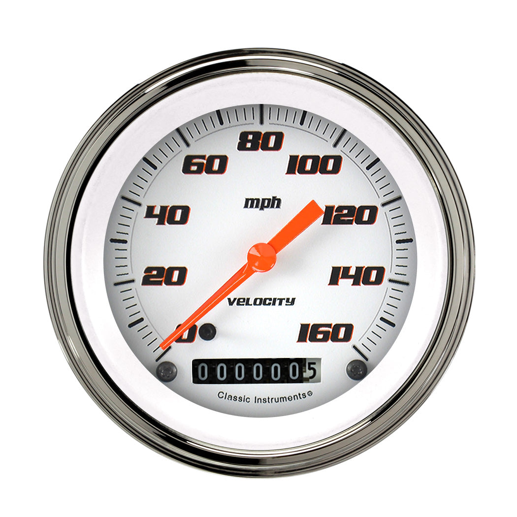 Classic Instruments VELOCITY WHITE 3IN SPEEDO 160MPH - VS55WSLF