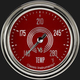 Classic Instruments V8 Red Steelie2 5/8" Full Sweep Water Temperature Gauge - V8RS326SLC-04