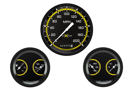 Classic Instruments AUTO CROSS YELLOW 5" SPEEDO & 2 - 3"DUALS-G - AX64YBLF